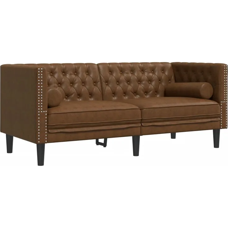 vidaXL Chesterfield-Sofa 2-Sitzer Braun Kunstleder in Wildleder-Optik 372692