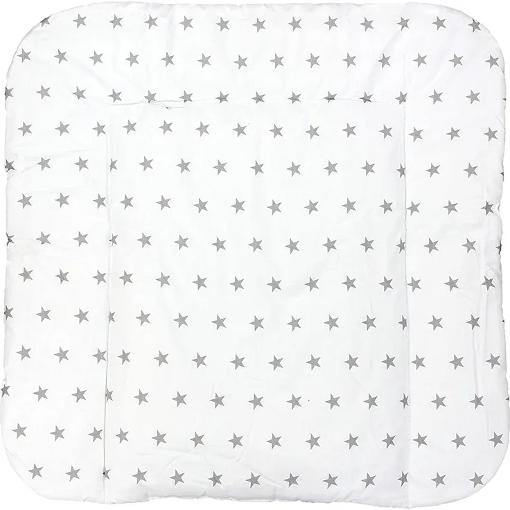 TupTam Baby Wickeltischauflage mit Baumwollbezug Gemustert, Farbe: Sterne Weiß, Größe: 70x70 cm