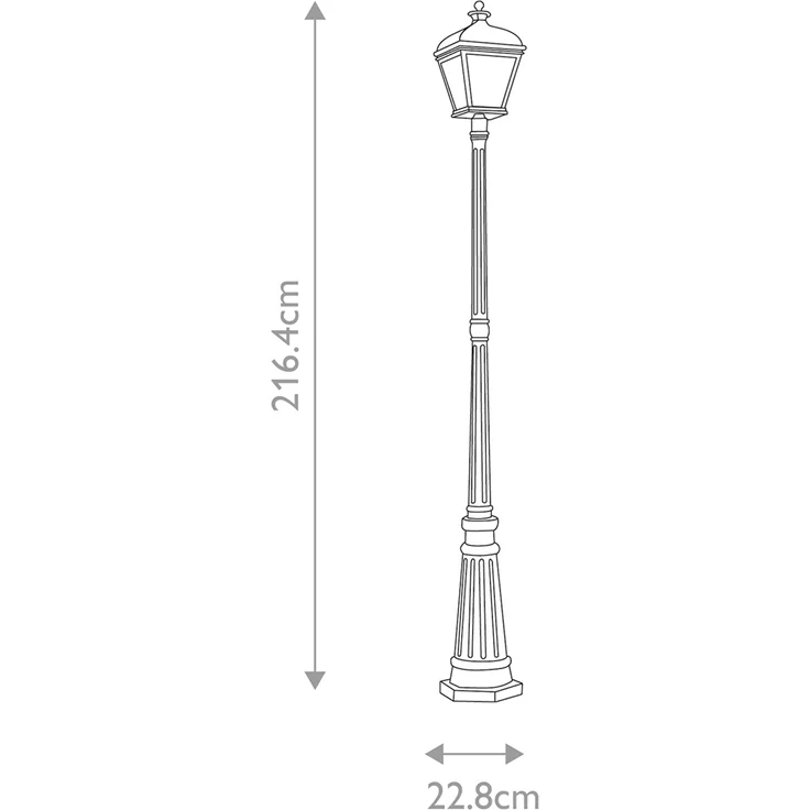 LED Straßenlaterne im Landhausstil Aluminium Schwarz, Höhe 216cm – Bild 11
