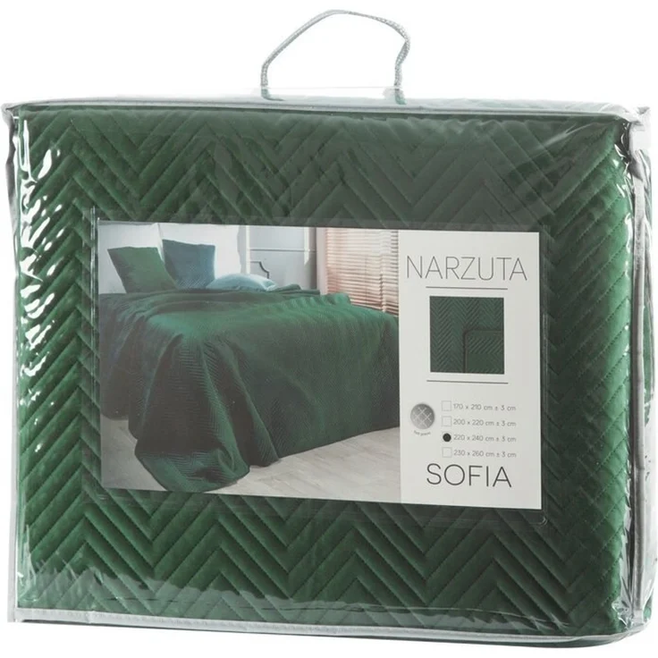 Tagesdecke Velours Samtdecke Gesteppt Steppdecke Klassische Decke SOFIA grün 170X210 cm dunkelgrün – Bild 2