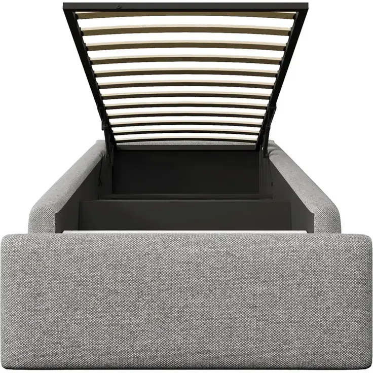 Futonbett mit Bettkasten, Lattenrost und Schublade, 90x200 cm, Bezug, Leinen – Bild 7