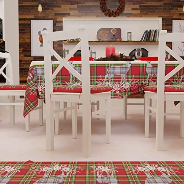 PETTI Artigiani Italiani - Tischdecke, Tischdecke, schmutzabweisend, Weihnachten, Tischdecke, Küche, Weihnachten, Design: Rentier, Grau, X18 Plätze (140x360 cm), 100% Made in Italy – Bild 4