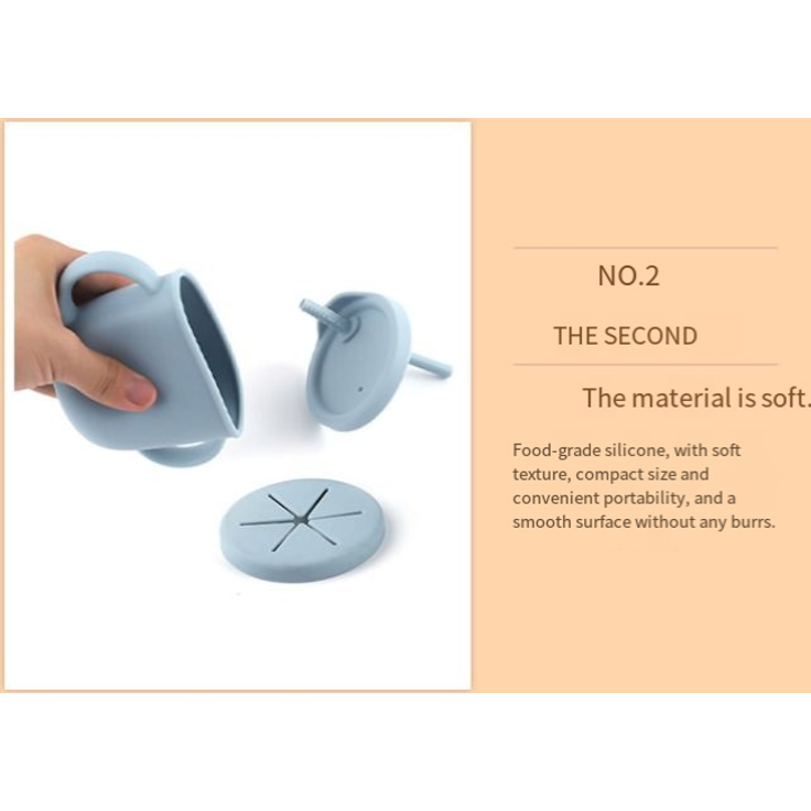 ABC Olivgrünes 6-teiliges Silikon-Geschirrset für Kinder, bestehend aus Babynahrungsschüssel, Teller, Strohhalm und Becher – Bild 5