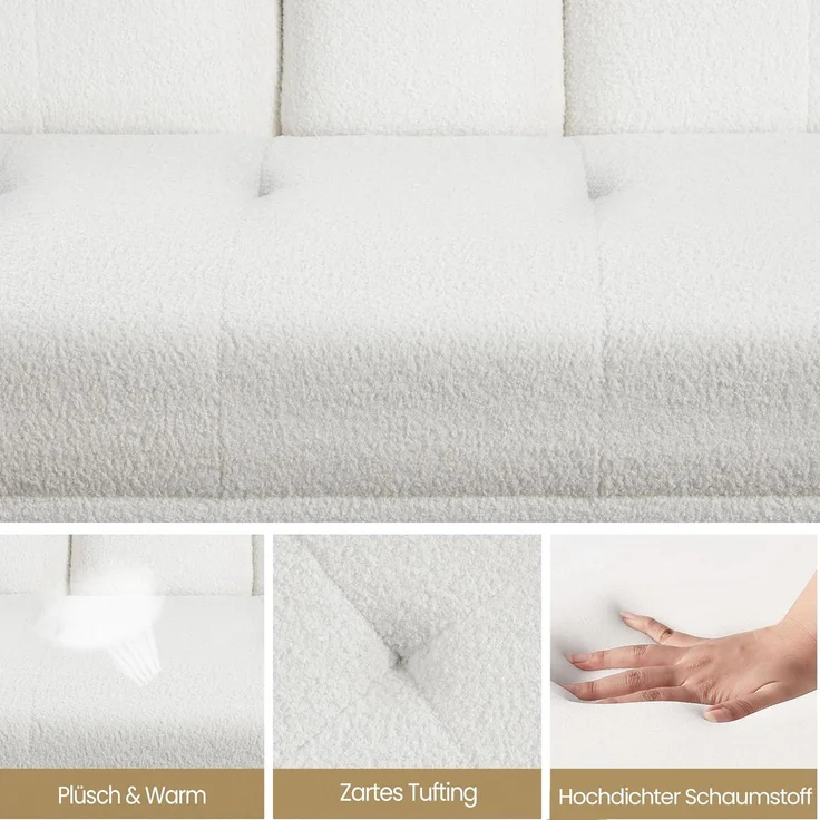 Yaheetech Schlafsofa für max. 3 Personen Gästebett Couch Sofa mit Schlaffunktion Tagesbett Bettsofa Schlafcouch Sofabett Polstersofa bis 350 kg belastbar Elfenbeinen – Bild 6