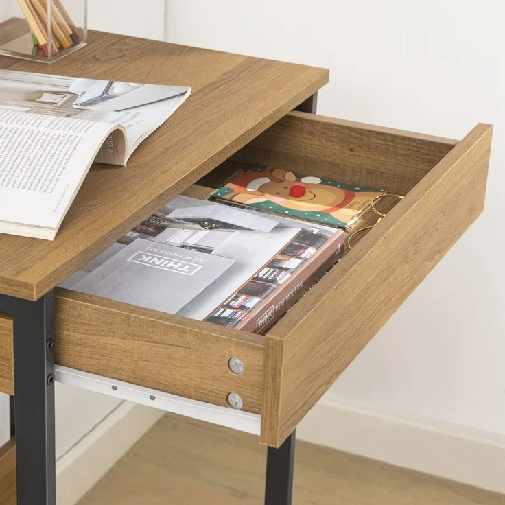 SoBuy FWT43-N Schreibtisch, MDF, Papierfurnier, Helle Eiche, 60 x 77 x 40 cm – Bild 9