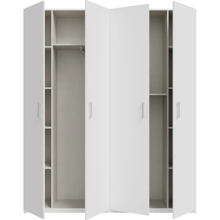 Forte HOME NOOK Mehrzweckschrank 180 40, moderner Drehtürenschrank mit 4 Türen,Flur, Holzwerkstoff, Weiß, 177,5 cm breit x 210,5 cm hoch x 42 cm tief – Bild 4
