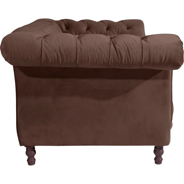 Chesterfield Sofa 2-Sitzer Kaylin Samtvelours braun – Bild 3