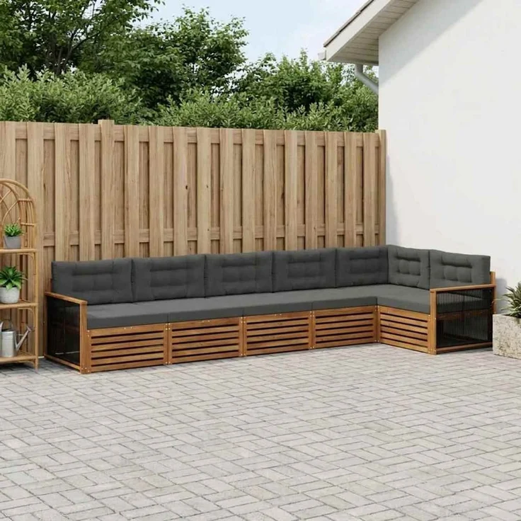 vidaXL Outdoor-Sofagarnitur 6 stk. 6-Sitzer Natur und Anthrazit 3383415 – Bild 1