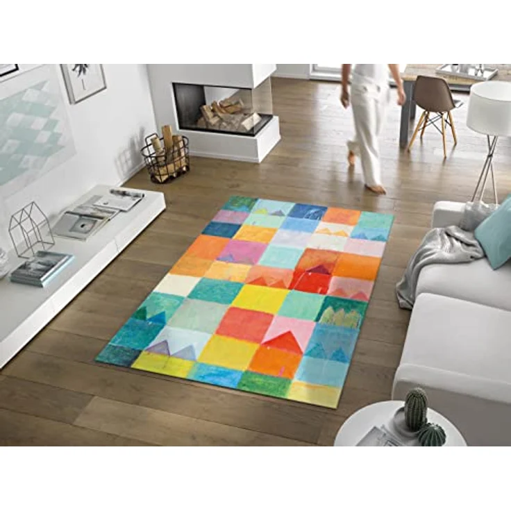 wash+dry Flachwebeteppich Sonnenstadt, Mehrfarbig, rechteckig 140x200 cm, Oeko-Tex® Standard 100, rutschfest, Made in EU – Bild 2