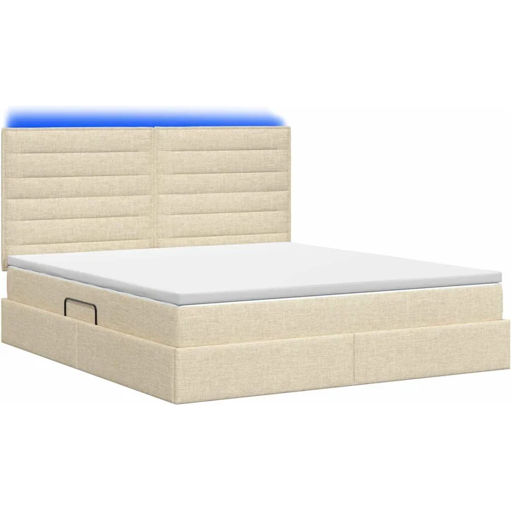 vidaXL LED-Speicherbett mit Matratze Creme 180 x 200 cm Stoff 3459901 – Bild 9