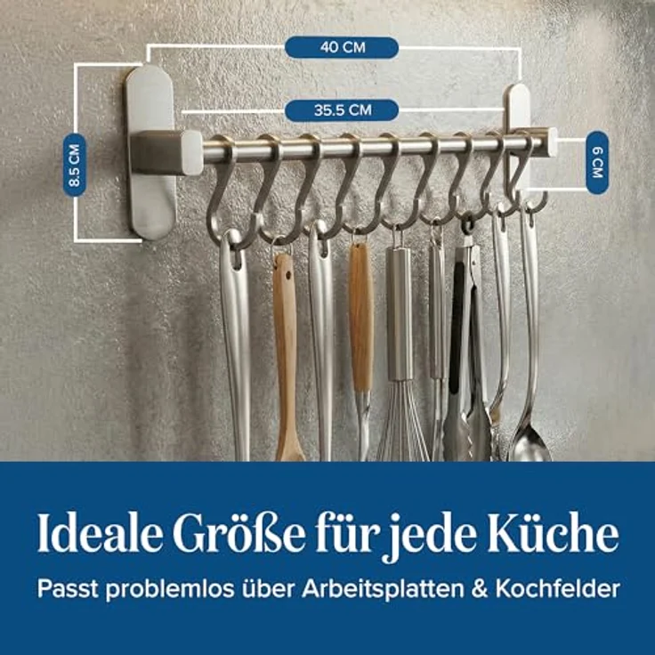 JOEJI’S KITCHEN Hakenleiste Hakenleiste Küchenstange - Starker Selbstklebend 3M Ohne Bohren – Bild 8