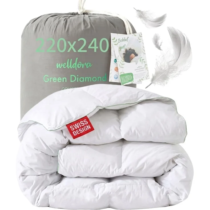 Welldora Komfort Bettdecke 220x240 | 2380g extraweiche Federn & Daunen | Fachärztlich geprüft, Oeko-Tex, Allergiker | RDS Zertifiziert für Tierwohl | Ganzjahres Federbett Daunendecke 220x240