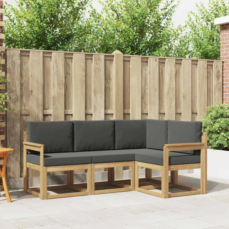 vidaXL Outdoor-Sofagarnitur mit Kissen 4 pcs Weiß und Anthrazit 3387551