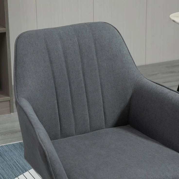 HOMCOM Esszimmerstuhl Küchenstuhl mit Rückenlehne, Polsterstuhl mit Leinenoptik (Wohnzimmerstuhl, 2 St), Dunkelgrau 59,5 x56,5 x 81 cm – Bild 9