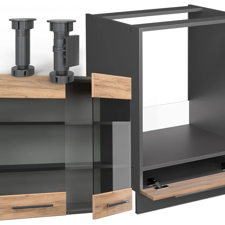 Eckküche Fame-Line Goldkraft Eiche/Anthrazit 190 x 160 cm, AP Eiche Vicco – Bild 5