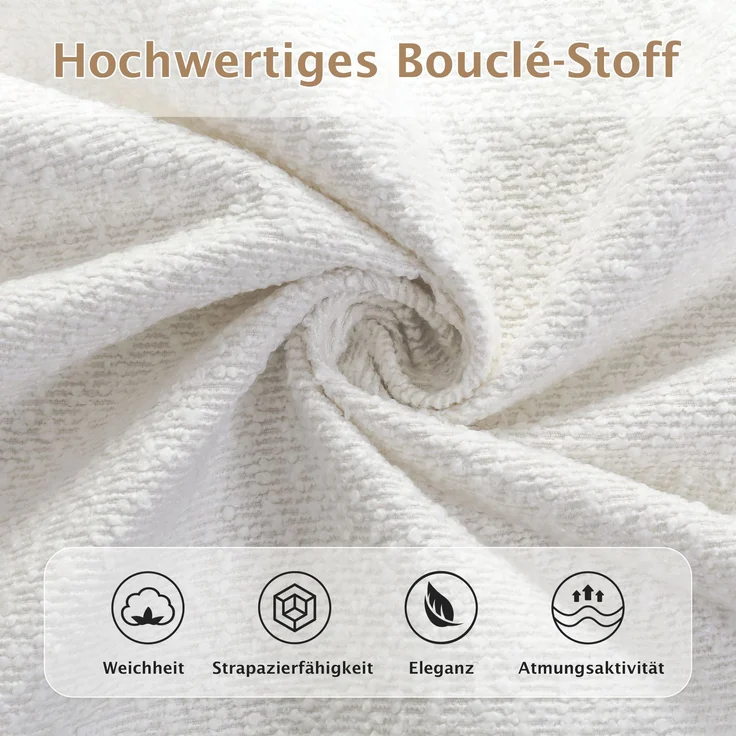 Polsterbett,Doppelbett,180 x 200cm, Bett mit Lattenrost, gepolstertes Kopfteil, Beige Bouclé – Bild 6