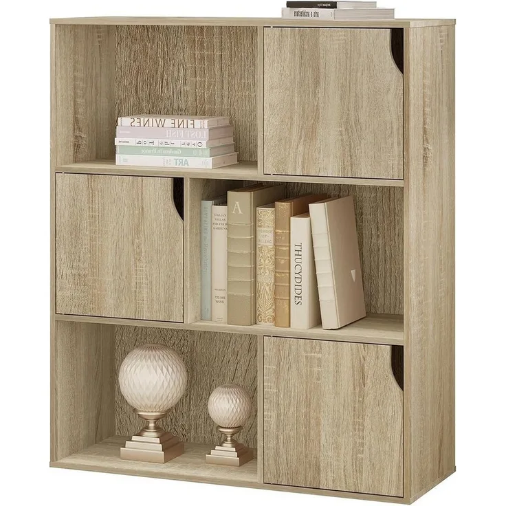 EUGAD Bücherregal, 1-tlg, Würfelregal mit Türen aus Holzwerkstoff