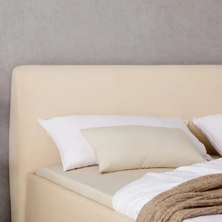 IDIMEX Polsterbett DREAM, Doppelbett 180x200 cm inkl. Lattenrost mit Samt Stoffbezug cremeweiß – Bild 3