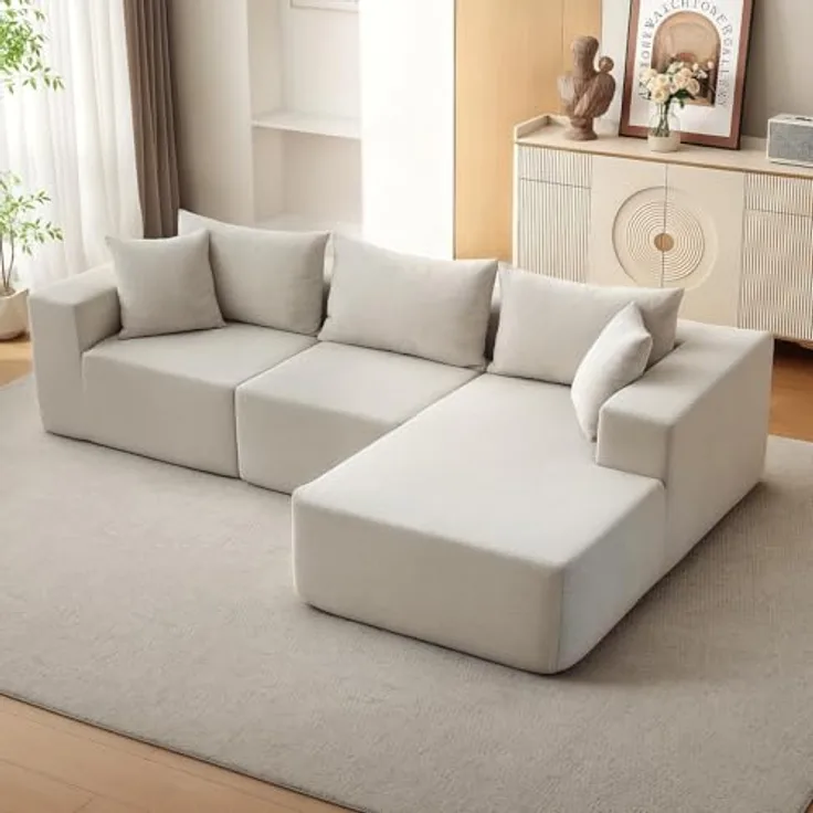 GarveeHome Modulares 108" Cloud Ecksofa Mit Chaiselongue – Flauschiges, l-Förmiges Sofa – Tiefer Sitz, Boneless, Schlafsofa – Komfort Für Wohnzimmer – Ohne Montage