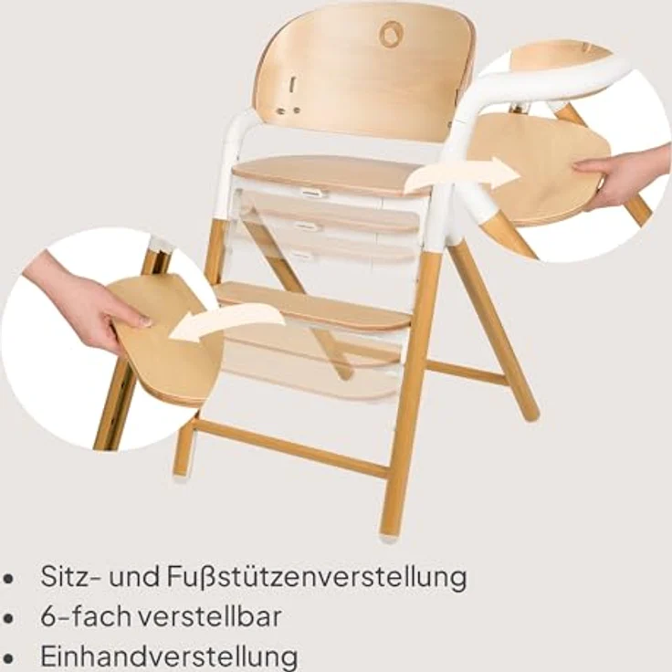 lionelo Hochstuhl CELIA (3-in-1-Hochstuhl Komplettset), 3in1/Einhandverstellung/Kunstleder/Tablett/Babyset enthalten – Bild 5