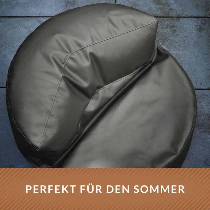 Green Bean Sitzsack Sofa aus Kunstleder mit EPS Perlen Füllung - Lounge im Sitzsack-Design 90 x 50 cm mit ergonomischer Rückenlehne - Dunkelblau – Bild 6