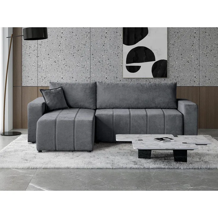 Beautysofa Ecksofa MORI, universelle Seite, mit Schlaffunktion, mit Bettkasten