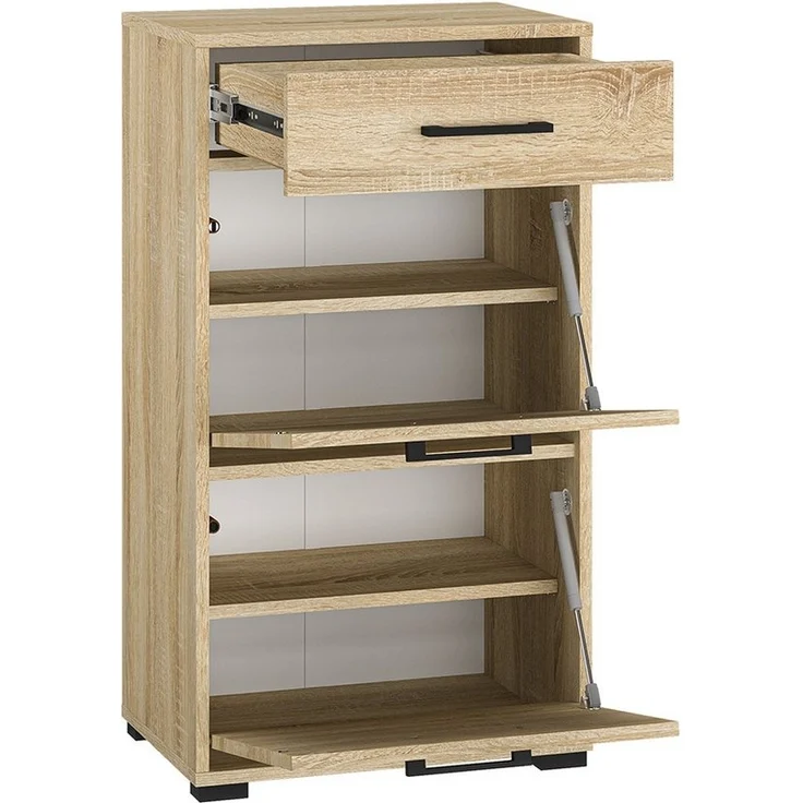 Schuhschrank 50 cm Eiche hell mit 2 Klappen CHEB-131 – Bild 2