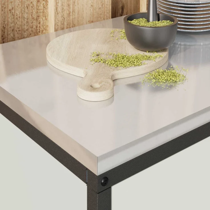 vidaXL Küchenaufbewahrung mit Regal mit Tür Weiß 60 x 50 x 92 cm Stahl 874997 – Bild 4