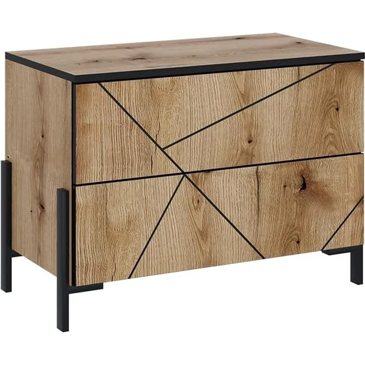 Nachttisch Hatto Eiche 78 x 55.2 cm mit 2 Schubladen Vicco – Bild 1