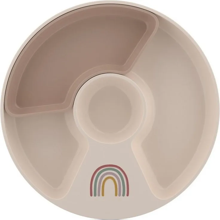 Mepal - Kinderteller mit Unterteilung Mio - Hohe Kanten/Ecken für Schöpfen - Anti-Rutsch-Boden - Mit Fach zur Unterteilung in 2, 3 oder 4 Teile - Mikrowellengeeignet - Sunshine & Rainbow