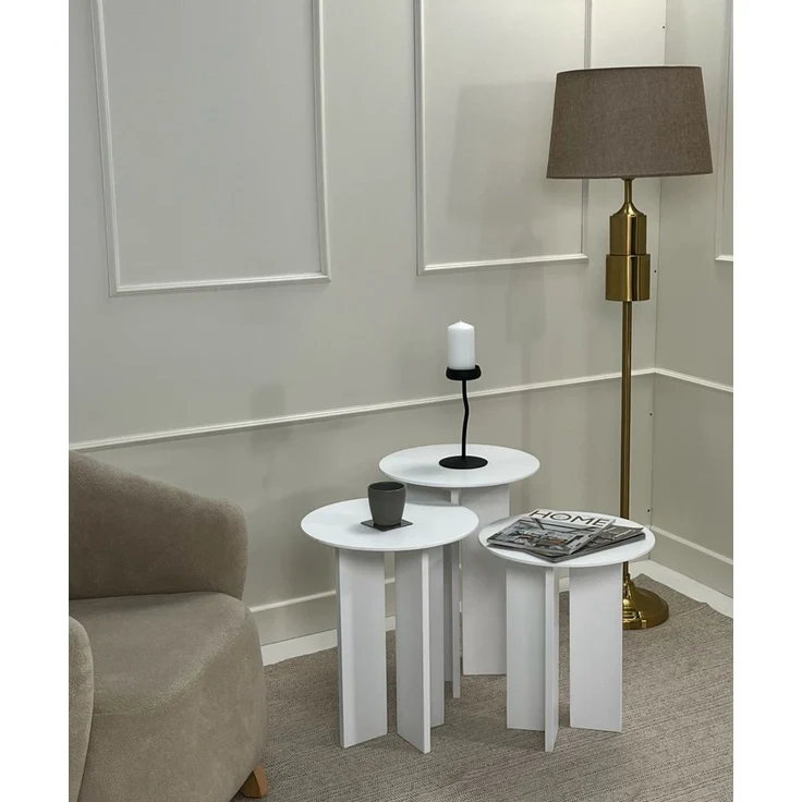 Skye Decor 'Leo (55 + 50 + 45) - White' Couchtisch-Set, Weiß, 40 x 55 x 40 cm – Bild 2
