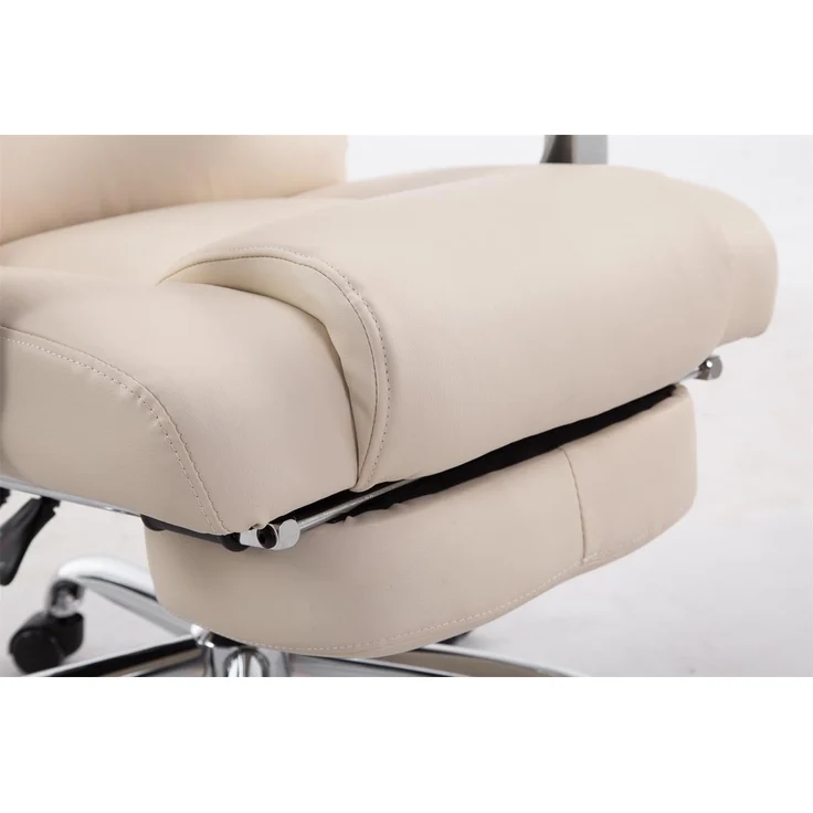 DELUKE® Bürostuhl MIAMI - 118x68x64, Creme Kunstleder Metall in Chromoptik Gestell ergonomische Bürostühle Homeoffice Stuhl mit Rollen – Bild 7