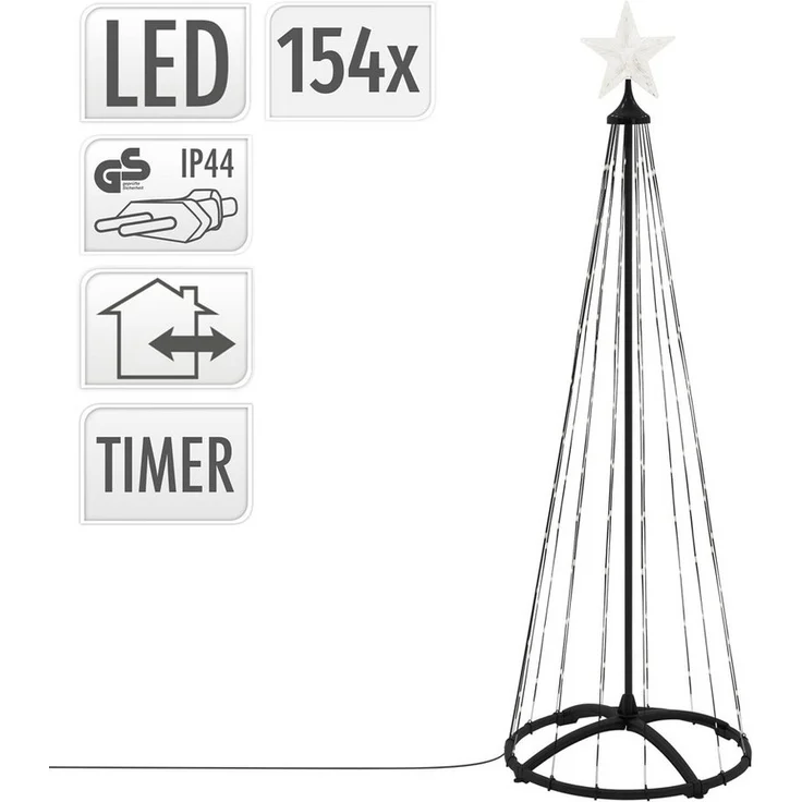 ECD Germany LED Baum LED Weihnachtsbaum Außen mit Sternspitze Lichterpyramide Lichterbaum, 150 cm Weihnachtsdeko Lichterkette mit 154 LED Warmweiß Timer Dimmbar – Bild 2