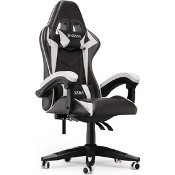 BIGZZIA Gaming-Stuhl Bürostuhl Ergonomisch mit Lendenkissen + Kopfstütze, Ergonomischer Bürostuhl höhenverstellbar – Bild 6