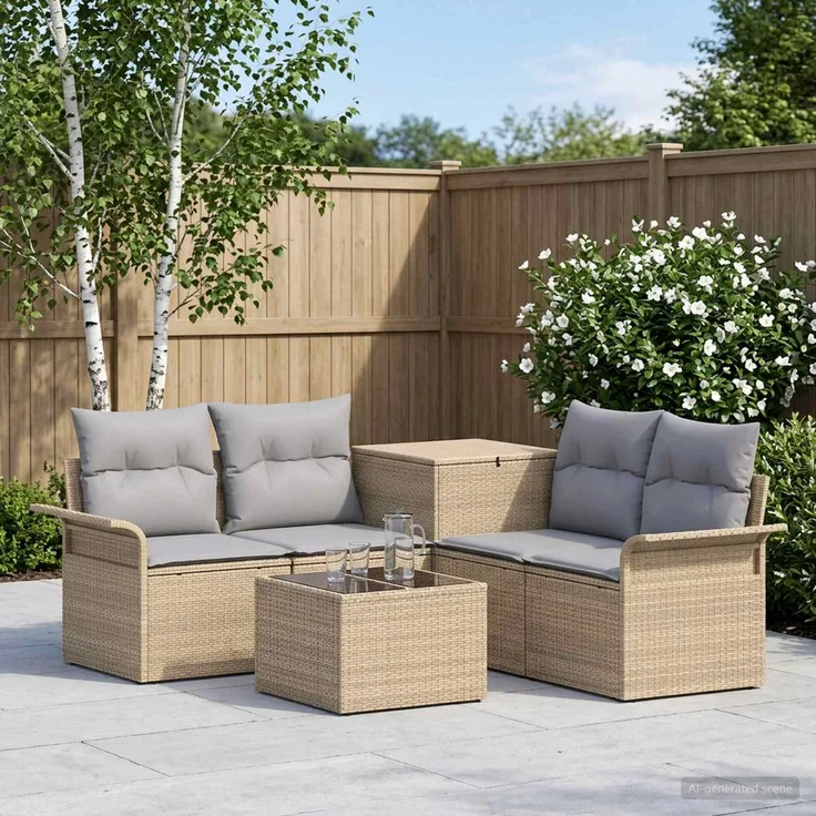 vidaXL Sofa Set 6 stk. 4-Sitzanzahl Beige und Hellgrau 3447089