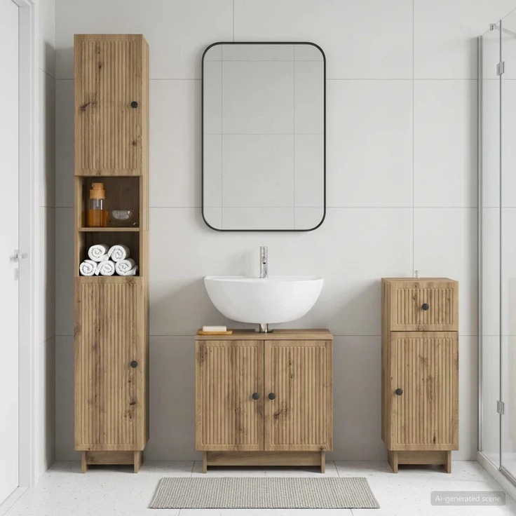 vidaXL 3-teiliges Badezimmer-Schranksystem EDE Artisan-Eiche 3417827 – Bild 1