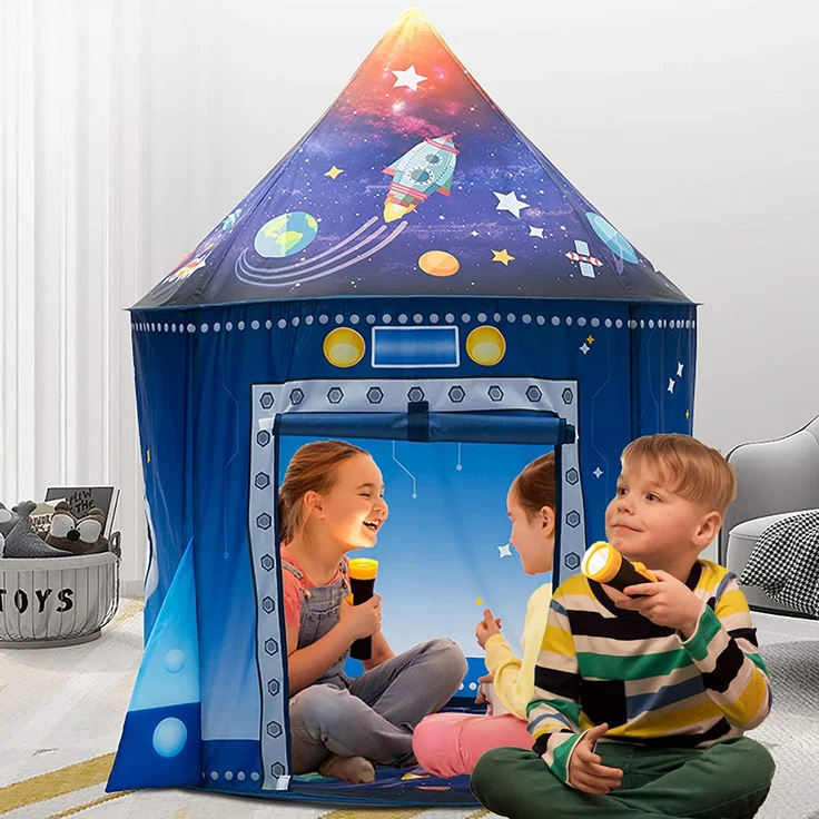 Raketenschiff Spielzelt für Kinder, Astronauten Raumschiff Kinderzelt Spielhaus Kinder Tipi, Indoor Outdoor Spiele Kinderspielzelt, Kinder, Pop-Up, Faltbares Zelt, für Jungen, Mädchen, Kleinkinder – Bild 5
