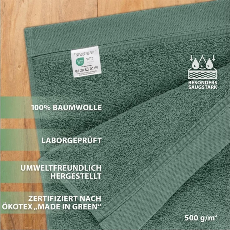 Hausfelder Saunatuch Handtücher Set - 2x Saunatücher 4 x Handtücher Hellgrün, (6-St) – Bild 2