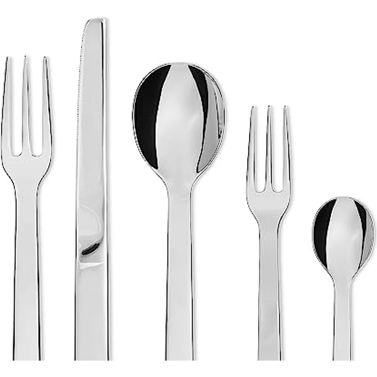 Alessi Santiago 5-teiliges Besteckset, Silber, 18/10-Edelstahl, spülmaschinenfest in Geschenkverpackung – Bild 3