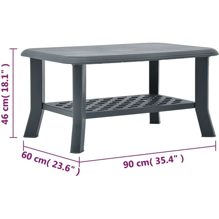 vidaXL Couchtisch Grün 90 x 60 x 46 cm Kunststoff 48794 – Bild 6