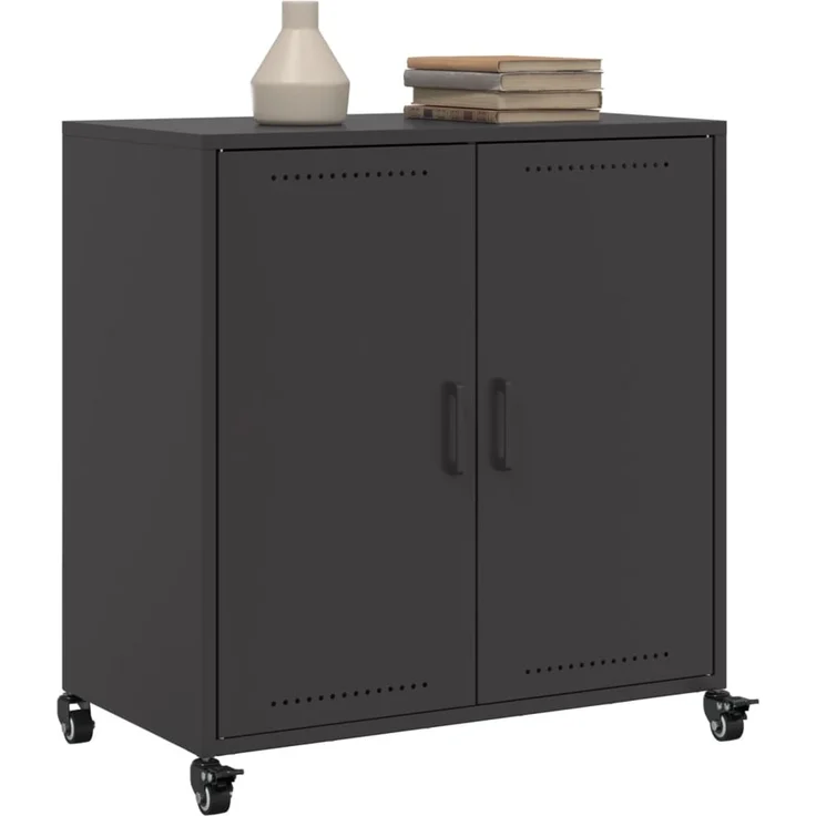 vidaXL Sideboard Schwarz 68x39x72 cm Stahl 846656 – Bild 3