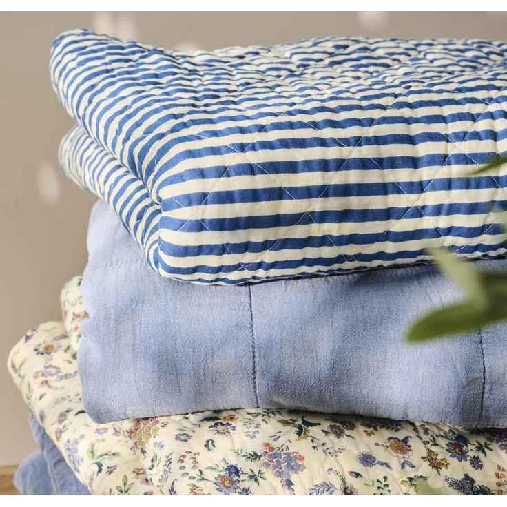 Ib Laursen Decke Quilt Tagesdecke Überwurf Streifen Blau Weiß 180x130cm 07923-13 – Bild 2