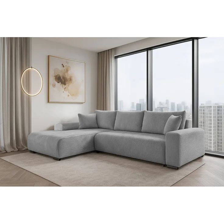 storez24 Ecksofa Soffe, mit Bettkasten und Schlaffunktion, Cordstoff, L-Form, bequem