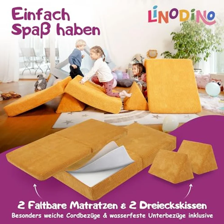 Linodino Kindersofa Spielsofa I aus Schaumstoff Bausteine I Spielcouch für Kinder, 3 Jahre Garantie – Bild 5