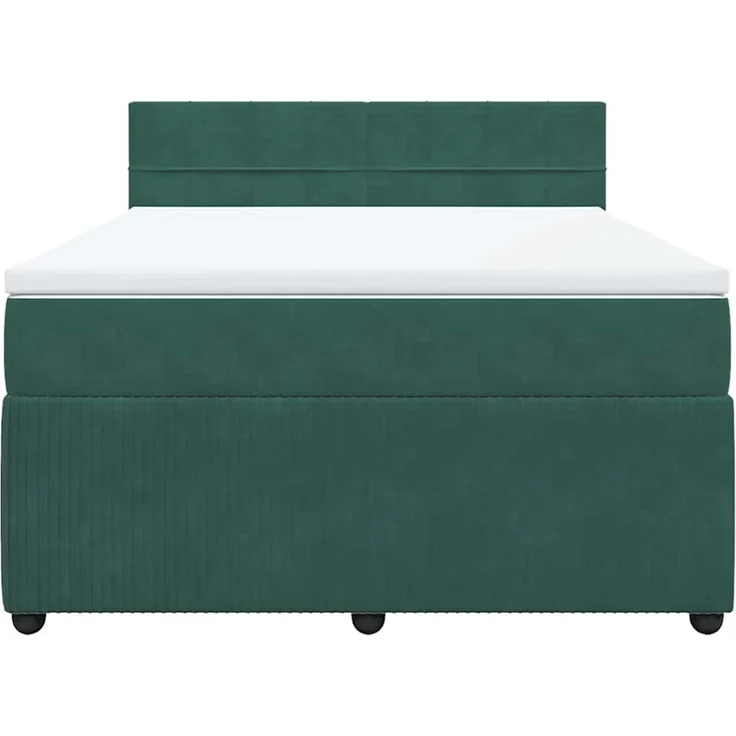 vidaXL Boxspringbett mit Matratze Dunkelgrün 160x200 cm Samt 3287785 – Bild 4