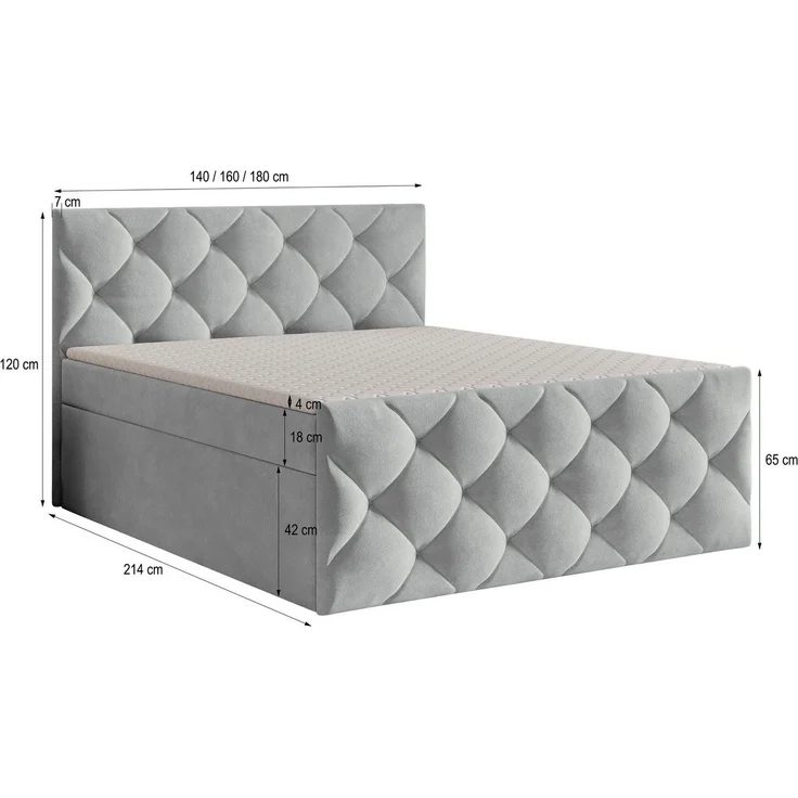 Masseno Boxbett ROVARI 160x200 cm mit Bonell Matratze und Topper – Bild 2