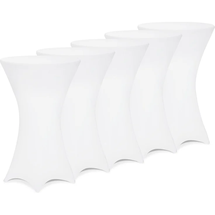 DETEX® Stehtischhusse 5er Set Weiß 60-65cm Verstärkter Fußbereich 30°C Waschbar Stehtisch Hussen Stretch Tisch Überzug – Bild 1