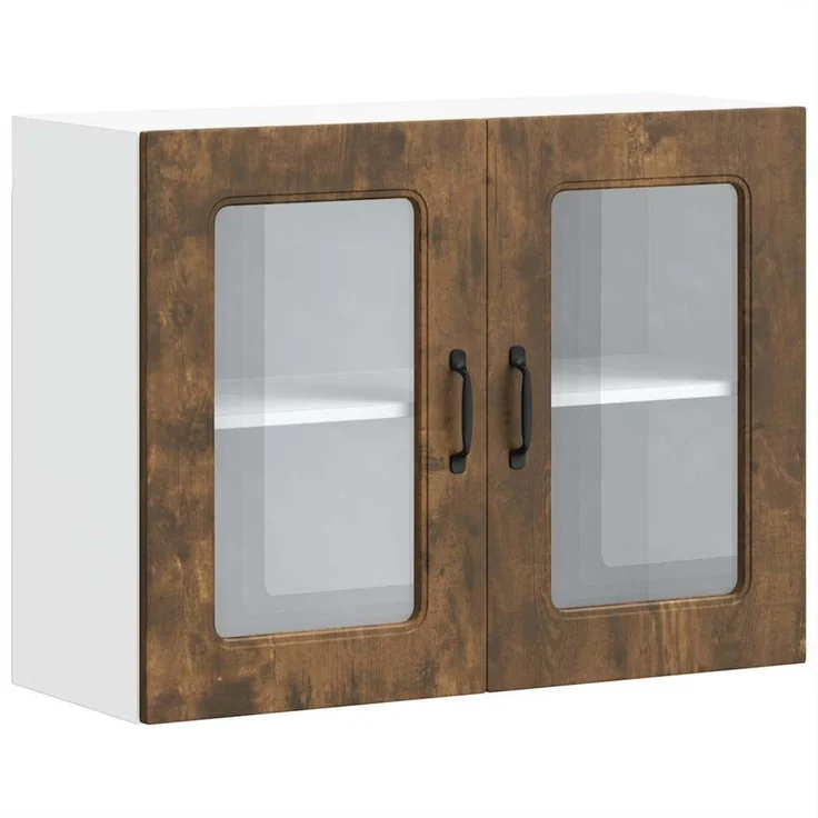 vidaXL Küchen-Hängeschrank mit Glastür Kalmar Räuchereiche Holzwerkstoff 853612 – Bild 1
