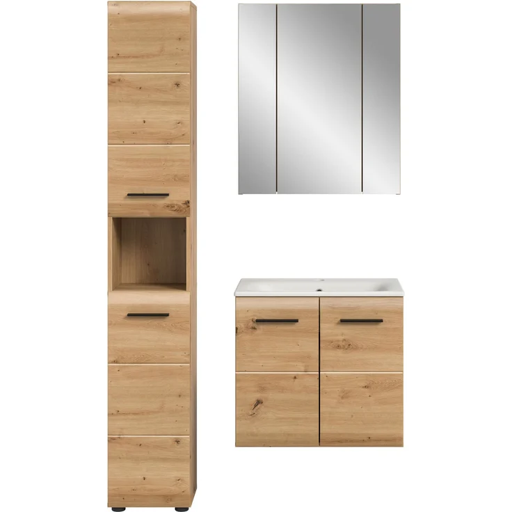 Badkombination (B/H/T: 105x185x46 cm) in Artisan Oak Nachbildung und Artisan Oak Nachbildung – Bild 2