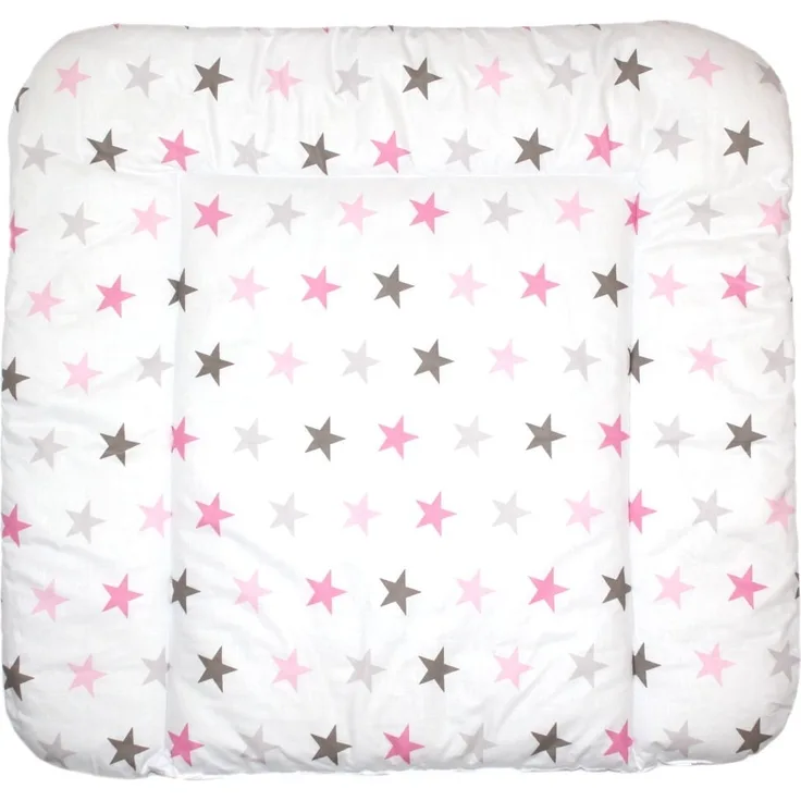 Baby Auflage Wickelauflage - STAR ROSA-GRAU - 70x50 cm 70x70 cm 70x85 cm Wickeltischauflage 70x85 cm